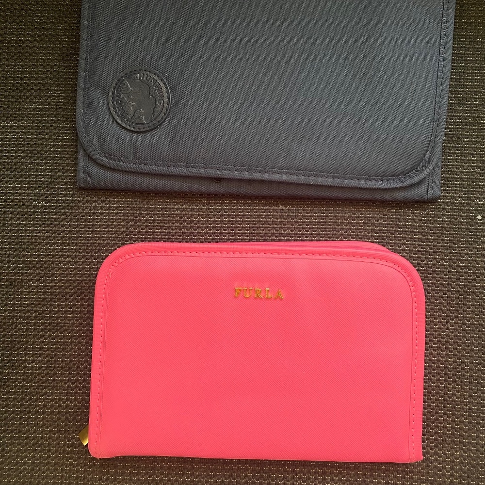 Furla Pink Travel Passport Bag + other brand Navy Bag